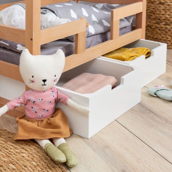 MUSTERKIND® wooden bed / play house "Barlia" for dolls », white/wood nature