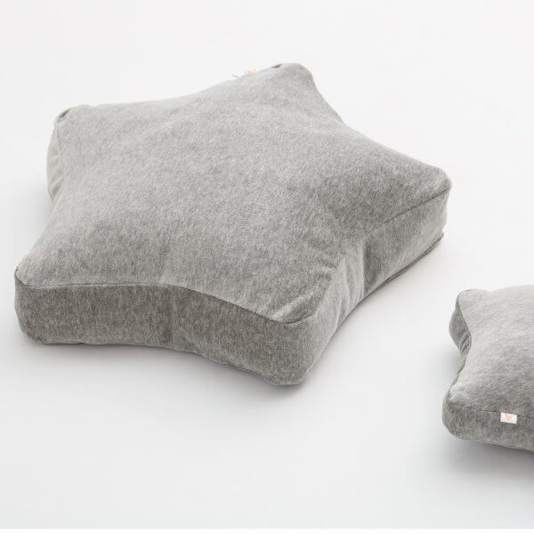 Wigiwama Velvet Star Pouf Floor Cushion Grey Comfortable Kids
